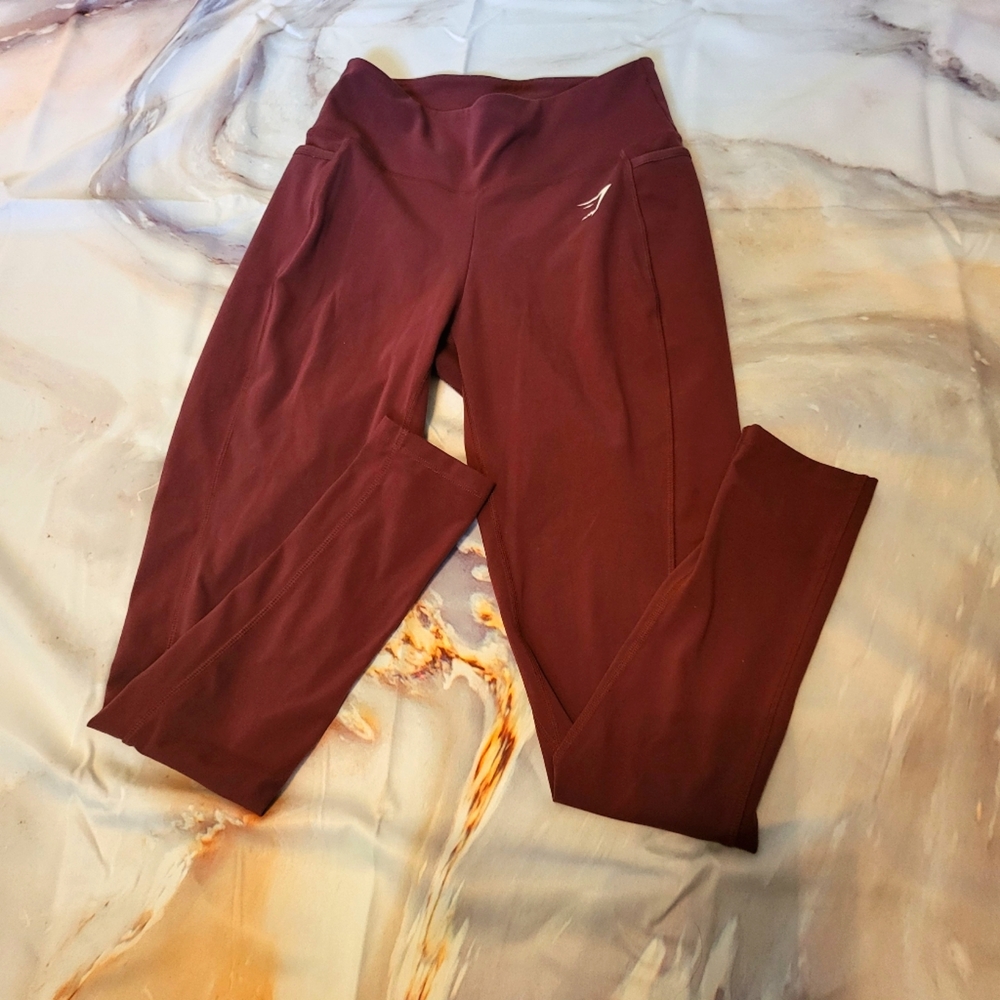 Gymshark Maroon Brushed Leggings, Size Medium